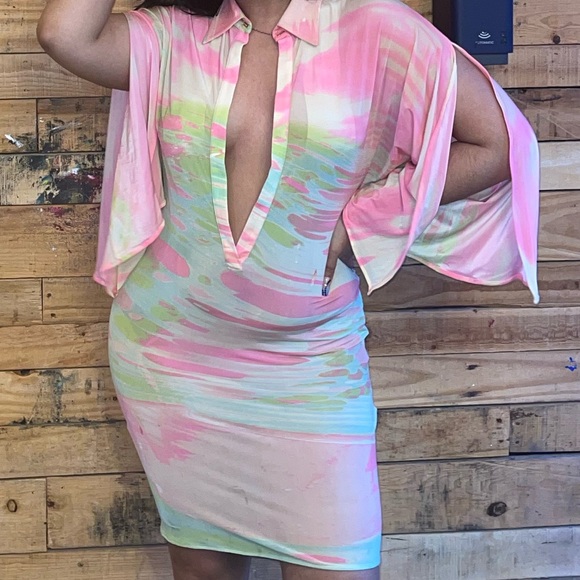 RARE ROBERTO CAVALLI PSYCHEDELIC 70s PRINT DRESS - Picture 4 of 4